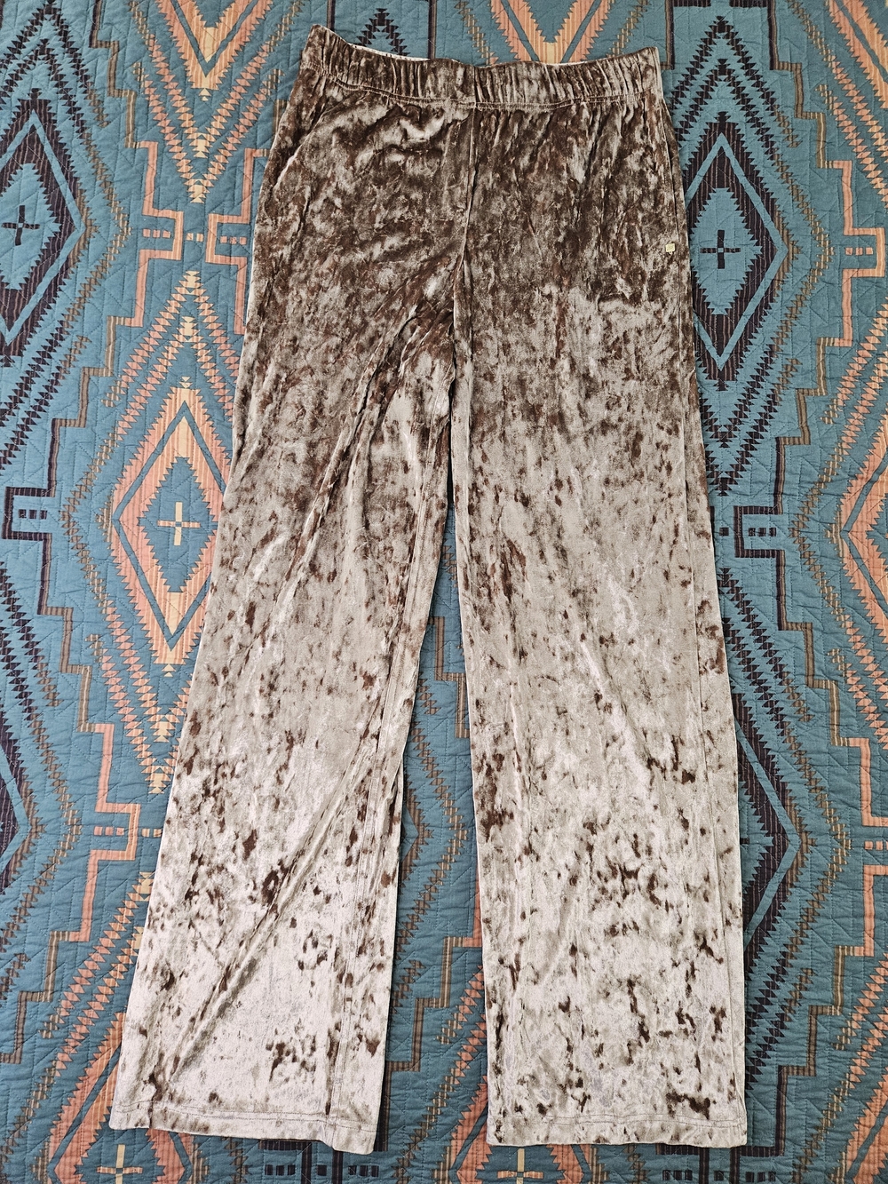 Women’s Crushed Velvet Wide-Leg Pants - Taupe